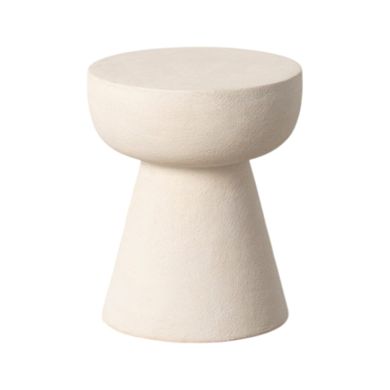 Table d’appoint ronde métal blanc cassé effet papier mâché 34x34x40 cm Sarela Ixia - 1