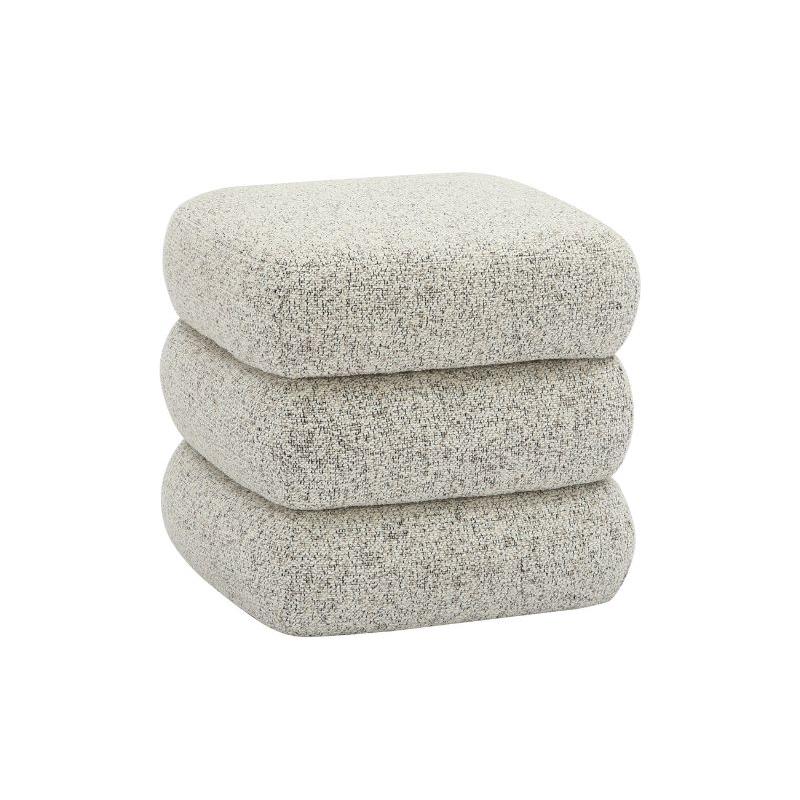 Pouf carré écru en tissu 40x40x38,5 cm Isea  - 1