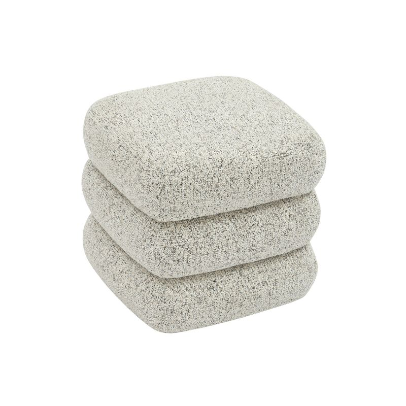 Pouf carré écru en tissu 40x40x38,5 cm Isea  - 3