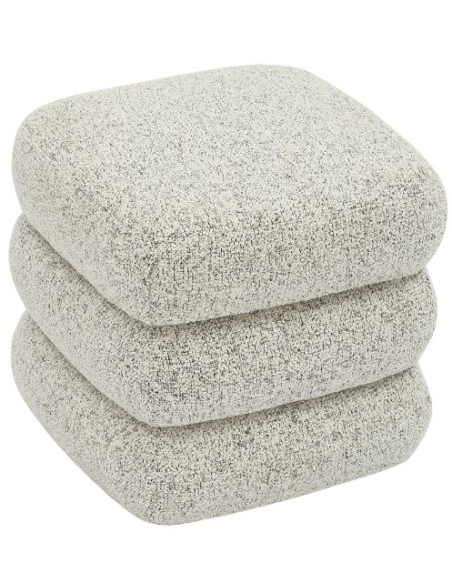 Pouf carré écru en tissu 40x40x38,5 cm Isea  - 3