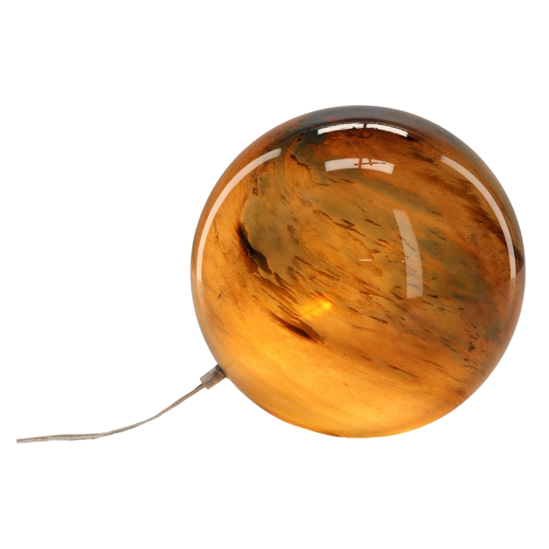 Lampe à poser boule en verre bleu canard et ambre Ø29x28 cm Nebula  - 3