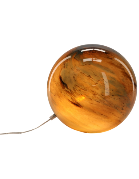 Lampe à poser boule en verre bleu canard et ambre Ø29x28 cm Nebula  - 3