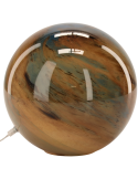 Lampe à poser boule en verre bleu canard et ambre Ø29x28 cm Nebula