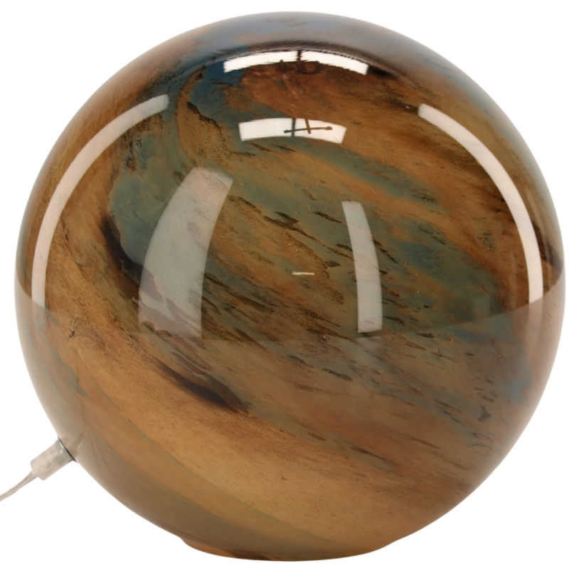 Lampe à poser boule en verre bleu canard et ambre Ø29x28 cm Nebula  - 1