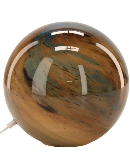 Lampe à poser boule en verre bleu canard et ambre Ø29x28 cm Nebula  - 1
