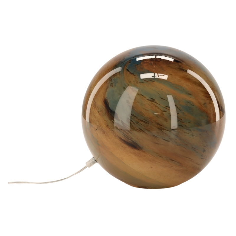 Lampe à poser boule en verre bleu canard et ambre Ø29x28 cm Nebula  - 4