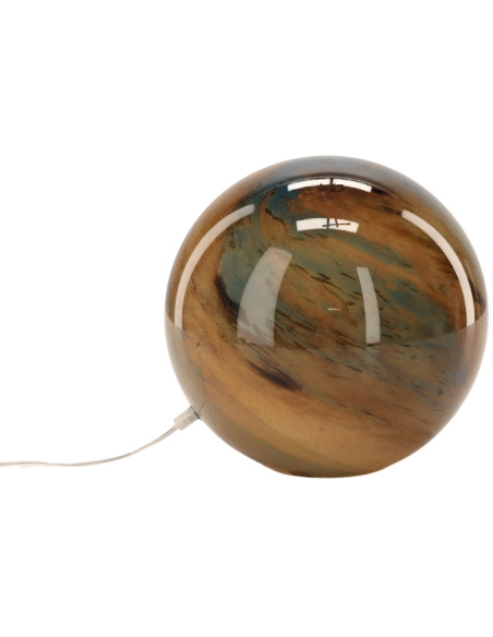 Lampe à poser boule en verre bleu canard et ambre Ø29x28 cm Nebula  - 4