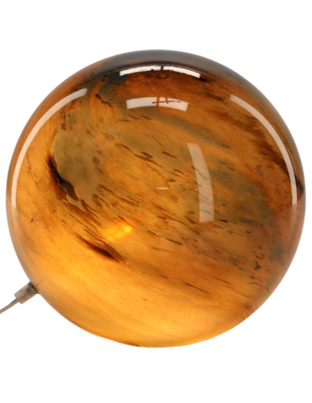 Lampe à poser boule en verre bleu canard et ambre Ø29x28 cm Nebula  - 2
