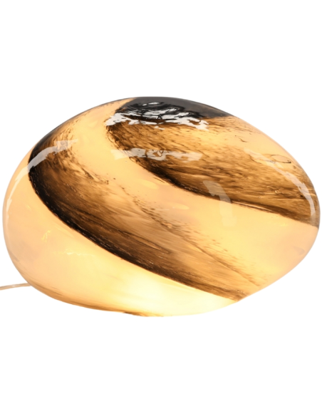 Lampe à poser ovale en verre beige et brun 40x30x24 cm Nebula  - 2