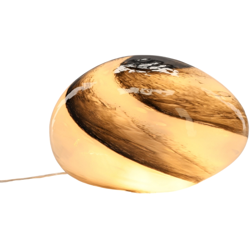 Lampe à poser ovale en verre beige et brun 40x30x24 cm Nebula  - 4