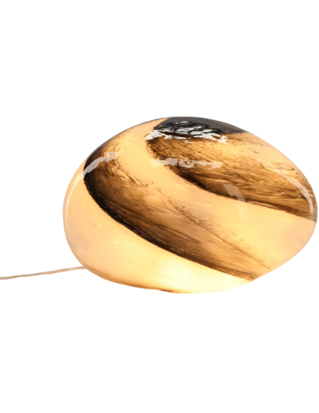 Lampe à poser ovale en verre beige et brun 40x30x24 cm Nebula  - 4