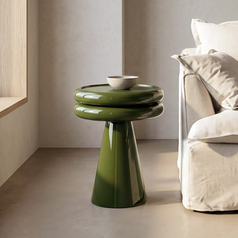 Table d’appoint ronde vert olive en métal 41x41x50 cm Oronz Ixia - 2