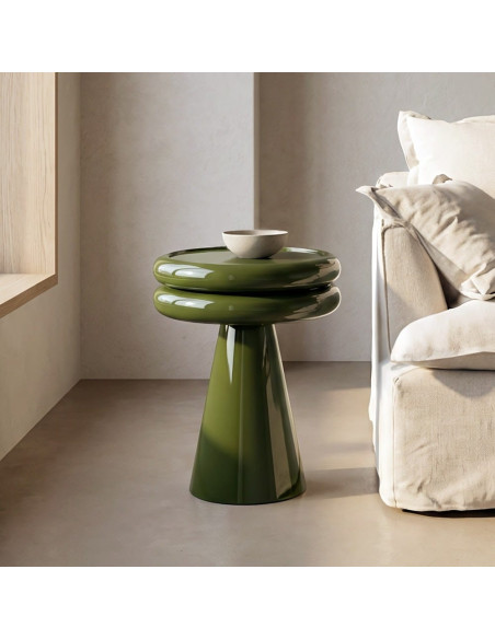 Table d’appoint ronde vert olive en métal 41x41x50 cm Oronz Ixia - 2