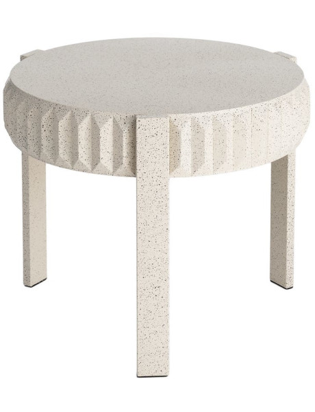 Table d’appoint ronde métal effet terrazzo blanc 64x64x50 cm Piqueras Ixia - 1