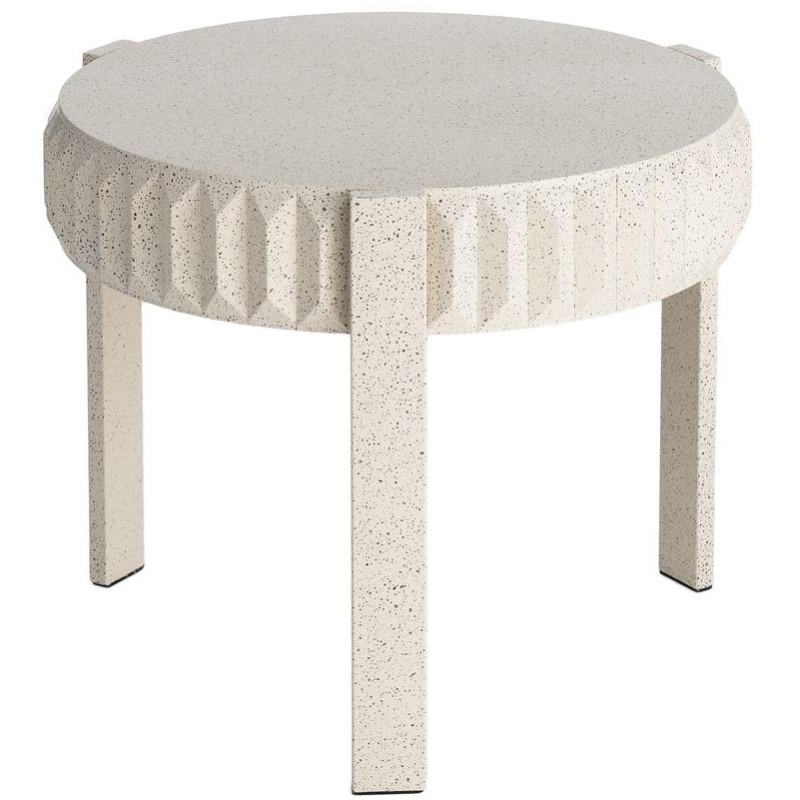 Table d’appoint ronde métal effet terrazzo blanc 64x64x50 cm Piqueras Ixia - 1