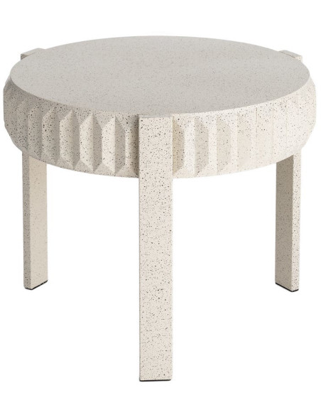 Table d’appoint ronde métal effet terrazzo blanc 64x64x50 cm Piqueras Ixia - 1