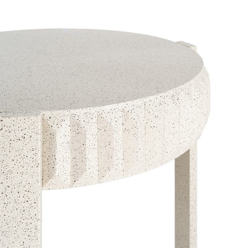 Table d’appoint ronde métal effet terrazzo blanc 64x64x50 cm Piqueras Ixia - 2