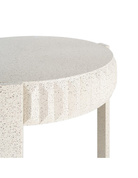 Table d’appoint ronde métal effet terrazzo blanc 64x64x50 cm Piqueras Ixia - 2