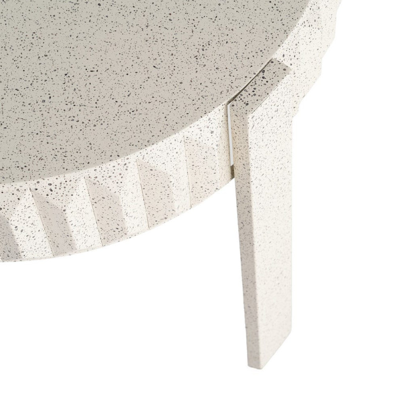 Table d’appoint ronde métal effet terrazzo blanc 64x64x50 cm Piqueras Ixia - 3
