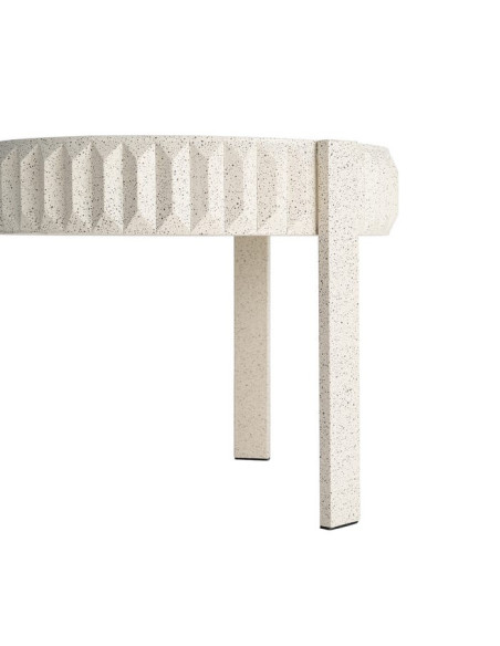 Table d’appoint ronde métal effet terrazzo blanc 64x64x50 cm Piqueras Ixia - 4