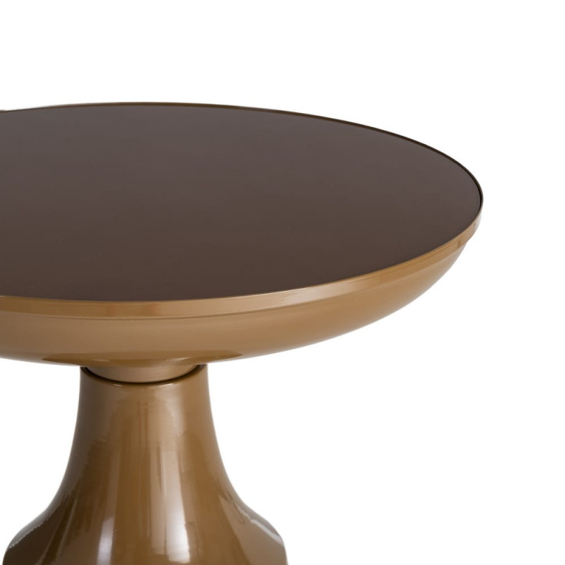 Table d’appoint ronde verre trempé marron et métal bronze 50x50x61,5 cm Celanova Ixia - 3