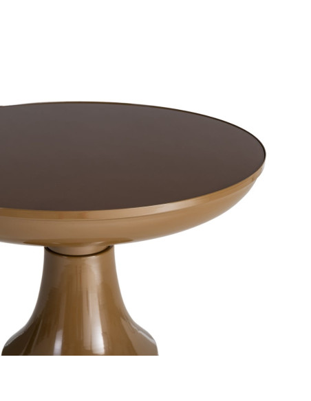 Table d’appoint ronde verre trempé marron et métal bronze 50x50x61,5 cm Celanova Ixia - 3