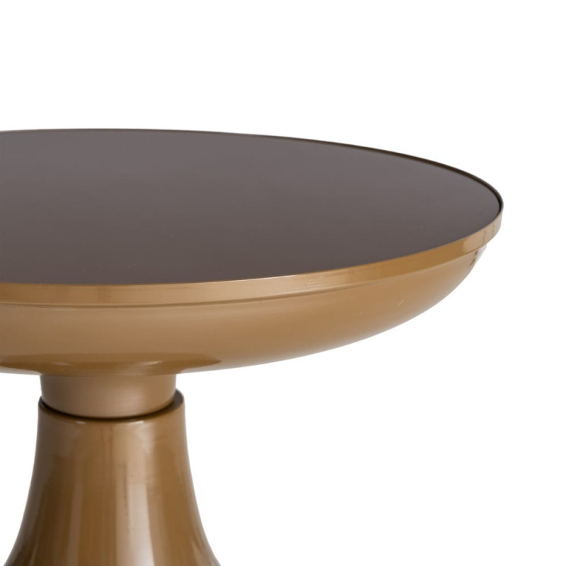 Table d’appoint ronde verre trempé marron et métal bronze 50x50x61,5 cm Celanova Ixia - 4