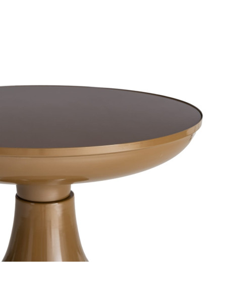 Table d’appoint ronde verre trempé marron et métal bronze 50x50x61,5 cm Celanova Ixia - 4