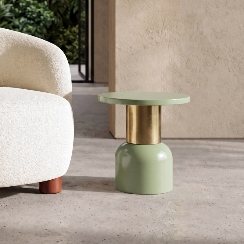Table d’appoint ronde vert sauge et doré en métal 40x40x43,5 cm Sueca Ixia - 2