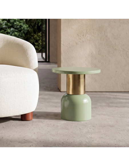 Table d’appoint ronde vert sauge et doré en métal 40x40x43,5 cm Sueca Ixia - 2