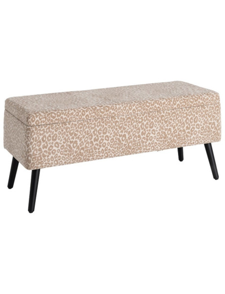 Banc coffre léopard beige en tissu 100x40x44 cm Fauva Ixia - 1