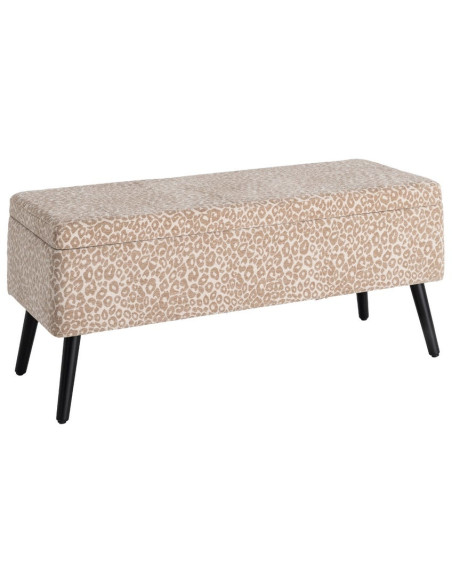 Banc coffre léopard beige en tissu 100x40x44 cm Fauva Ixia - 1