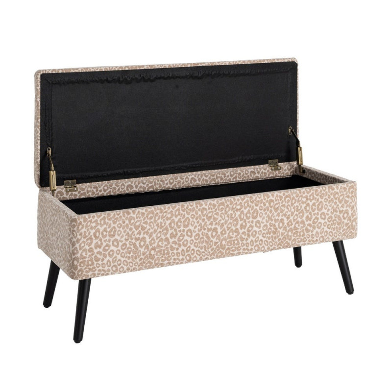 Banc coffre léopard beige en tissu 100x40x44 cm Fauva Ixia - 3