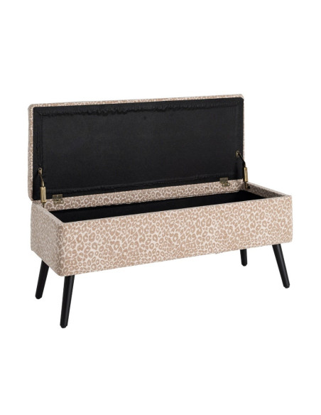 Banc coffre léopard beige en tissu 100x40x44 cm Fauva Ixia - 3
