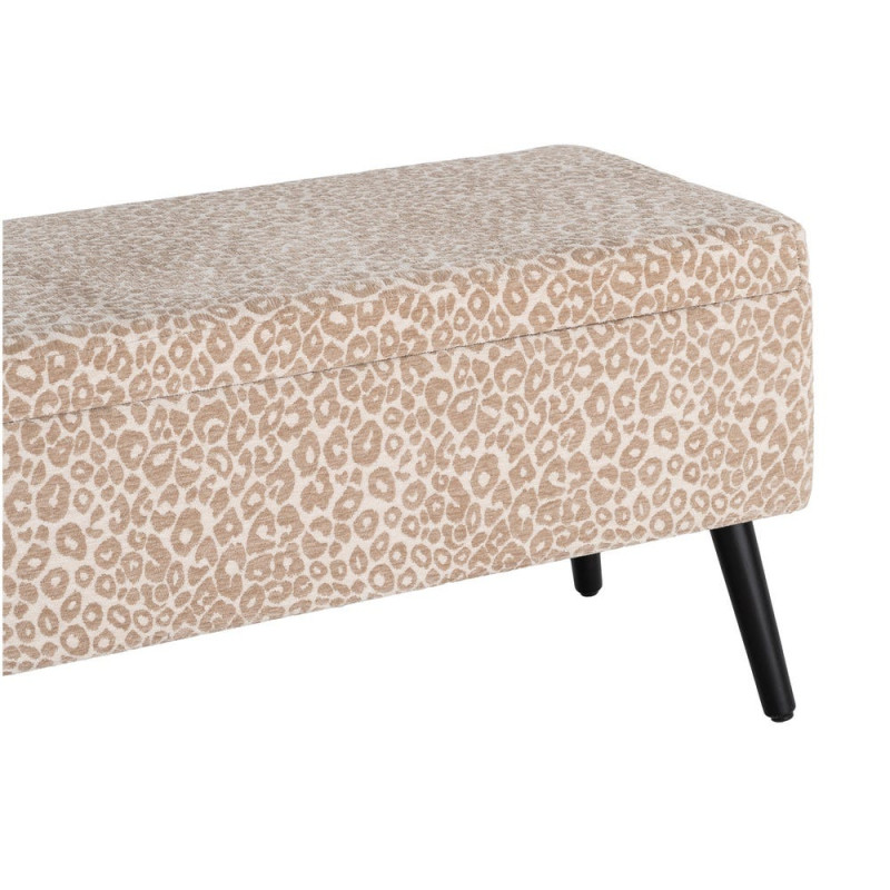 Banc coffre léopard beige en tissu 100x40x44 cm Fauva Ixia - 4