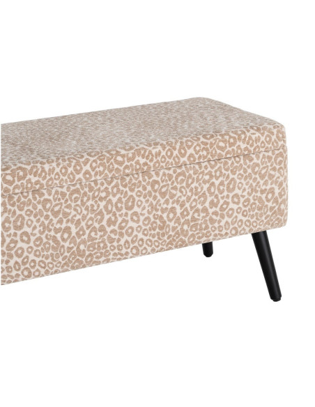 Banc coffre léopard beige en tissu 100x40x44 cm Fauva Ixia - 4