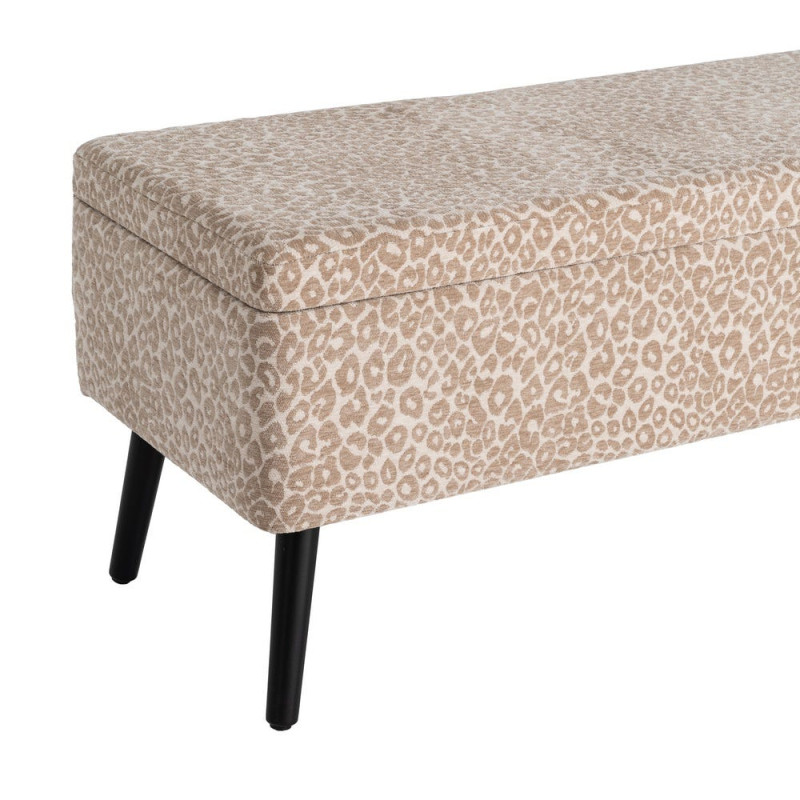 Banc coffre léopard beige en tissu 100x40x44 cm Fauva Ixia - 5