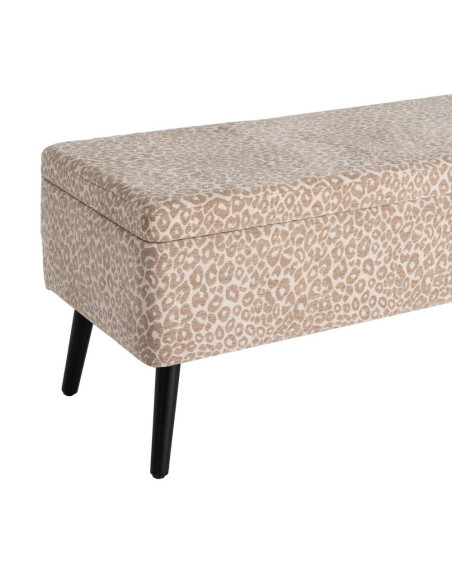 Banc coffre léopard beige en tissu 100x40x44 cm Fauva Ixia - 5