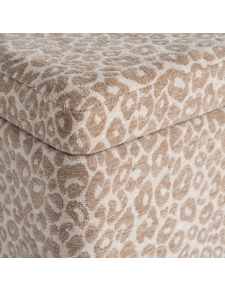 Banc coffre léopard beige en tissu 100x40x44 cm Fauva Ixia - 6