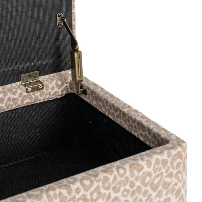 Banc coffre léopard beige en tissu 100x40x44 cm Fauva Ixia - 7
