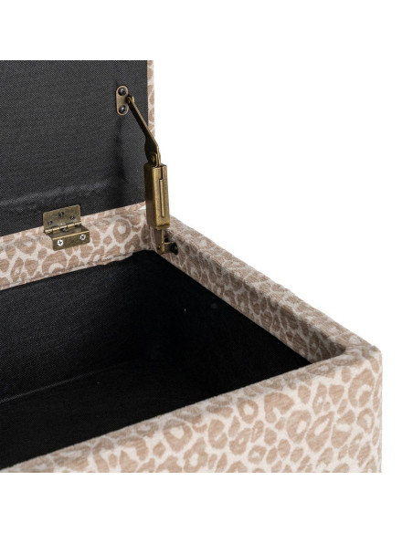 Banc coffre léopard beige en tissu 100x40x44 cm Fauva Ixia - 7