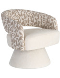 Fauteuil pivotant beige et crème en tissu 71x68x72 cm Orvya