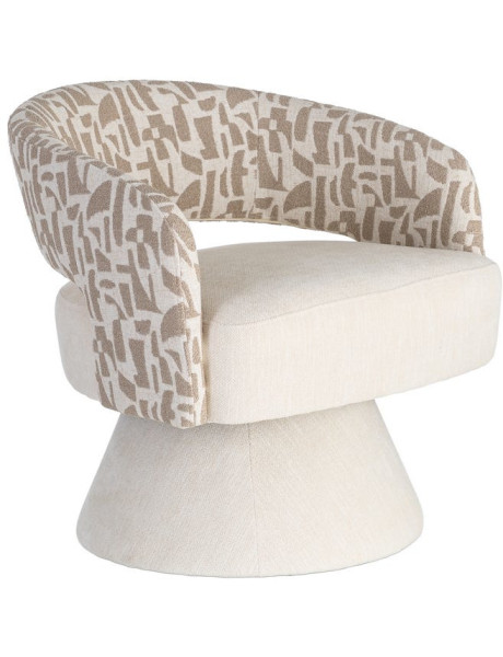 Fauteuil pivotant beige et crème en tissu 71x68x72 cm Orvya Ixia - 1