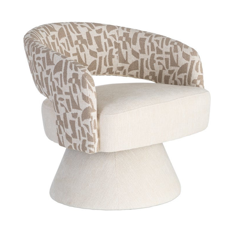 Fauteuil pivotant beige et crème en tissu 71x68x72 cm Orvya Ixia - 1