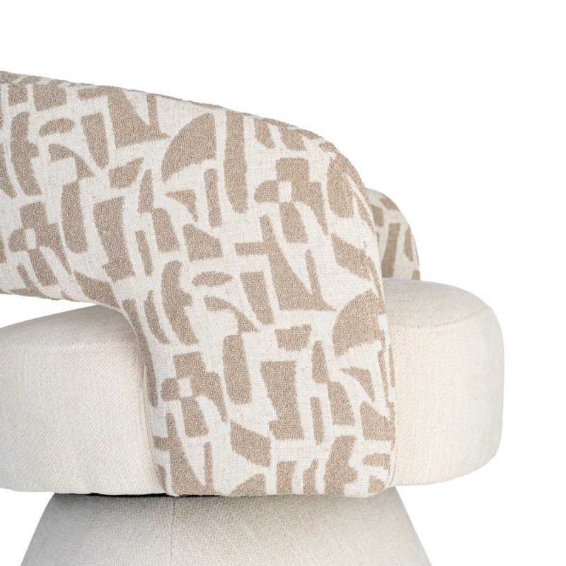 Fauteuil pivotant beige et crème en tissu 71x68x72 cm Orvya Ixia - 3