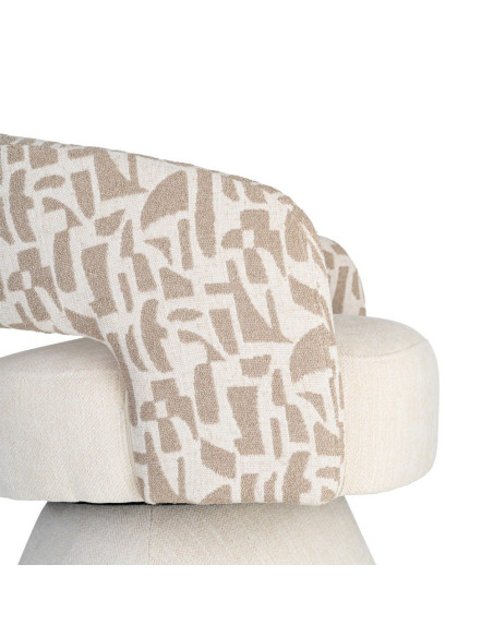 Fauteuil pivotant beige et crème en tissu 71x68x72 cm Orvya Ixia - 3