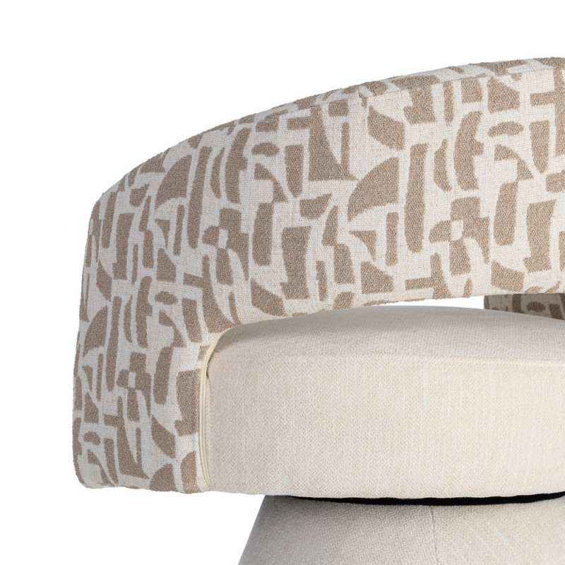 Fauteuil pivotant beige et crème en tissu 71x68x72 cm Orvya Ixia - 4