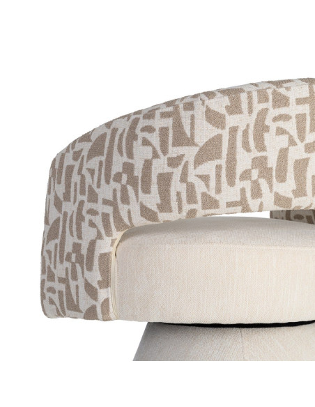 Fauteuil pivotant beige et crème en tissu 71x68x72 cm Orvya Ixia - 4
