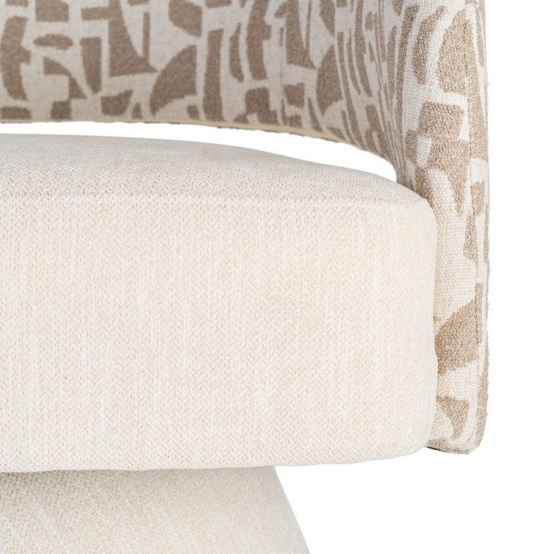 Fauteuil pivotant beige et crème en tissu 71x68x72 cm Orvya Ixia - 5