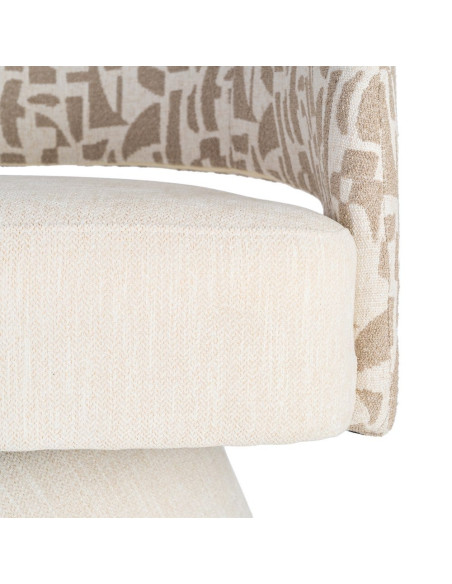 Fauteuil pivotant beige et crème en tissu 71x68x72 cm Orvya Ixia - 5